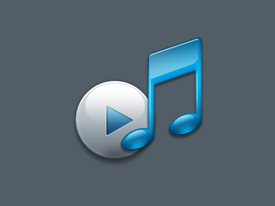 Music icon 3 blue crisp gui icon music note play smooth sound