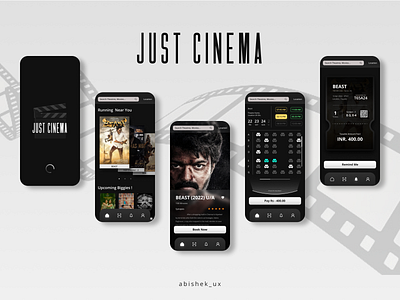Just Cinema - Ticket Booking App booking movieticketbooking movieticketbookingapp ui uidesign ux uxdesign