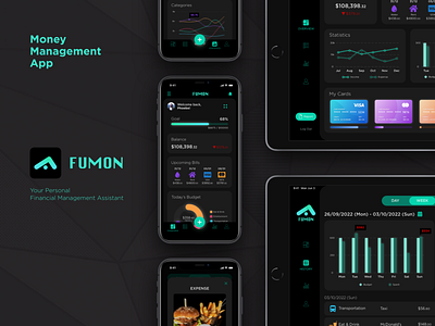 fumoncoverFUMON (Money Management App) | UIUX Design app darkmode financial interface managment mobile tablet ui uiux ux