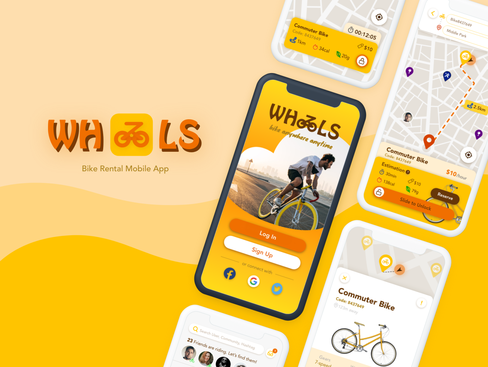 WHeeLS (Bike Rental Mobile App) UI/UX Design by Phoebe Yiu on Dribbble