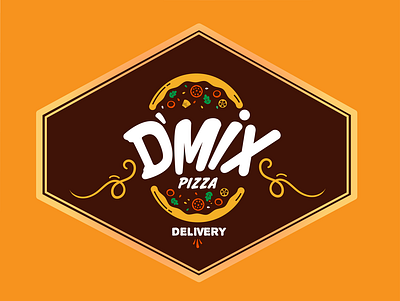 D'mix Pizzaria Isologo branding design isologotipo vector