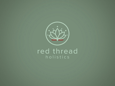 Red Thread Holistics Logo brand brand design dusty green flower green logo holistic logo design lotus red sage sage green thread