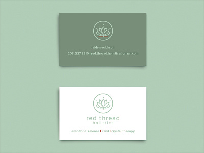 Red Thread Business Card branding business card card design green horizontal sage green
