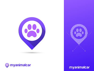 paw logo, location, pin animal brand identity branding car conceptual creative drive location logo logo design logos map modern logo monogram paw pet pin symbol unique word mark