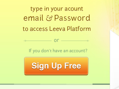 Signup for Leeva button envelope green leeva light login mail orange signup