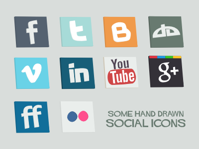Some Hand Drawn Social Icons drawn hand icons social