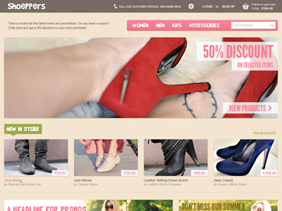 Homepage Design e commerce homepage pink website