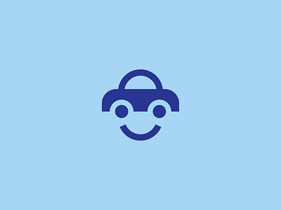 Friendly car logo blue car funny simple smile