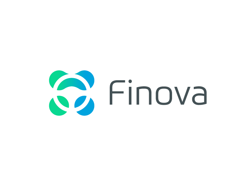 Finova logo steering wheel logo negative space green blue car