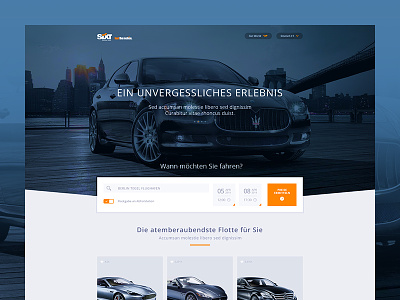 Luxury Cars cars clean flat home luxury orange responsive screendesign startpage ui web website