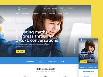 Third Space Learning home mathematics responsive teaching tuition ui ux webdesign
