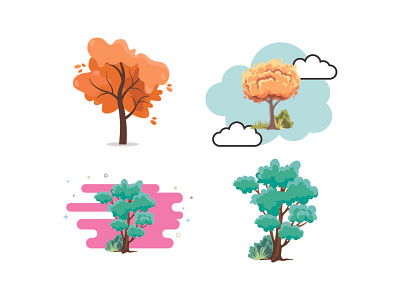 Tree Graphic Icon Set Cute color