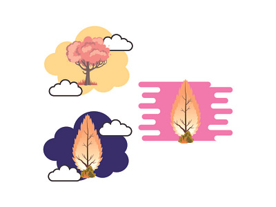 Tree Graphic Icon Set Beauty color