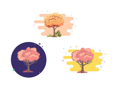 Tree Vector Icon Set Beautiful color