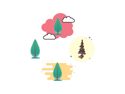 Tree Vector Icon Set Cute