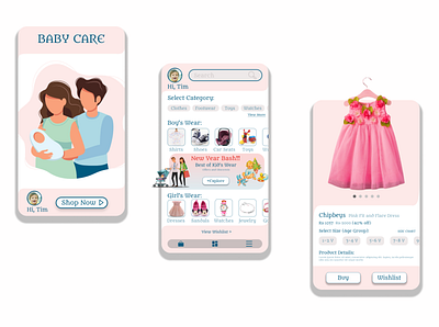 Baby Shopping App beginner illustration interfacedesign typography ui uidesign uiux uiuxdesign uiuxinspiration ux