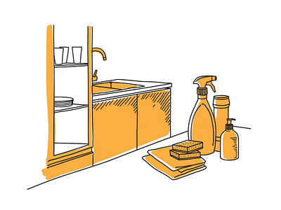 Illustration for kitchen care instructions