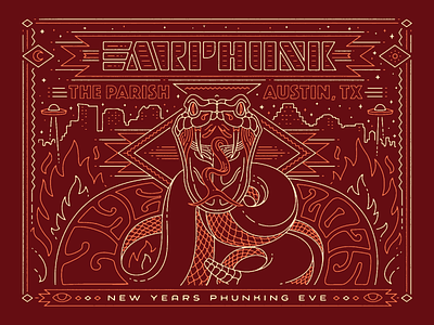 Earphunk NYE 2015 gig gig poster music music festival poster psychedelic screen print