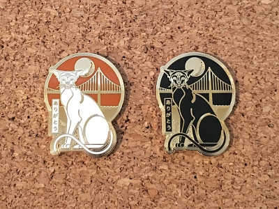 Golden Gato Pins arigato cat gin game golden gate hat pin lapel pin music pin sts9 thank you
