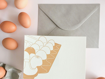 Carte letterpress Oeufs dans leur boite card carte eggs kraftille letterpress oeufs