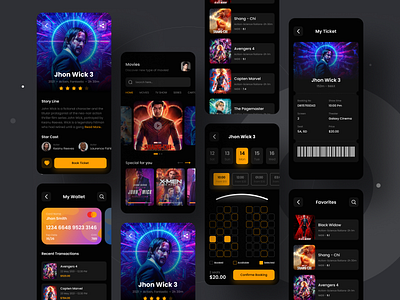 Movie Booking App app booking app creative creative app dark app dark ui dgpro dgpro studio digital eticket jahidjaykar mobile design mobile ui movie movie app ui ui2020 uitrend uitrend2021 uxdesign