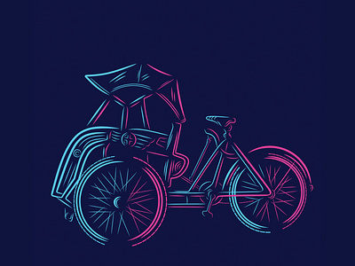 Traditional Transportation (Becak) abstract art background bicycle bike bike ride cartoon color design graphic illustration line art lineart logo modern neon symbol transportation vector vintage