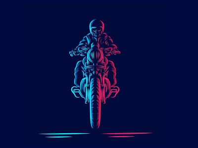 Vintage Rider adventure art bike cartoon color colorful cool design graphic harley davidson helmet illustration line art logo man motorcycle ride rider vector vintage