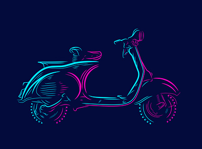 Old Matic Vintage Scooter Bike adventure art bike brand branding cartoon color colorful design graphic illustration line art logo modern motorbike rider scooter silhouette vector vintage