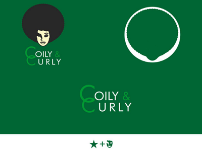 Coily & Curly hair brand identity logo minimal pictorial mark wordmark