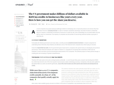 Analogy of Pearl / R&D Tax Credits