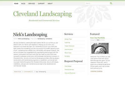 Cleveland Landscaping css html javascript photoshop web application