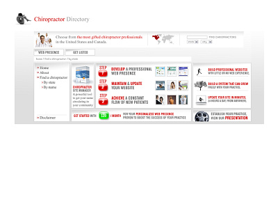 Chiropractor Directory css html javascript photoshop web application