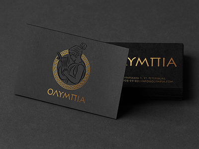 Olympia Card Black ancient greece business card club greek logo nymph restaurant