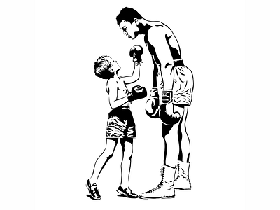 Kid vs. Muhammad Ali boxing cassius clay stencil the greatest