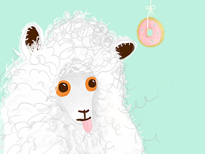 This little alpaca wants a donut alpaca donut procreate silly