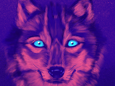 Neon wolf fox illustration procreate wolf