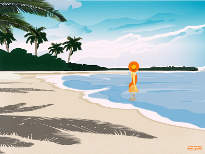 Landscape illustration 2d art beach character design horizon illustration landscspe