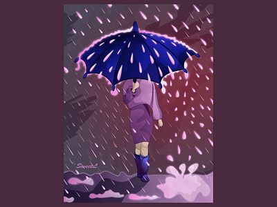 Walk under an umbrella 1 2d art artwork branding brushes design digital illustration digitalart gradient graphic illustration rain typography umbrella vector walk web