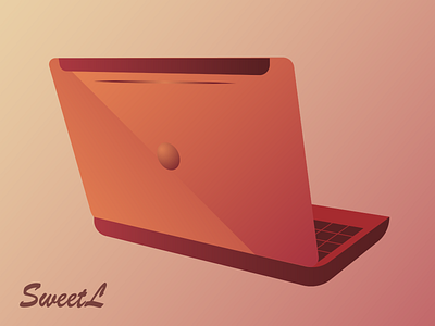 Orange laptop computer for website/Vector