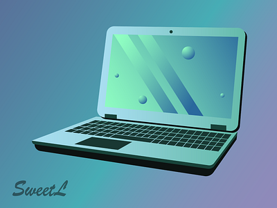 Green laptop (computer's technology)/Vector 2d art 3d art communication computer design display education electronic graphicdesign internet laptop logo logotype office design screen sweetl technology vector webdesign website