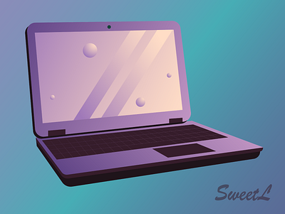 Purple laptop computer techology/Vector