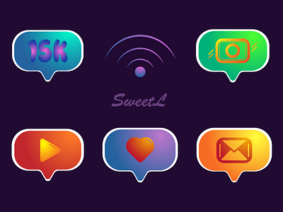 Stikerpack set of social networks icons 2d art 3d art buttons communication connect design graphicdesign internet logo logotype mobile app design network online send social network socialmedia stikers sweetl technology vector