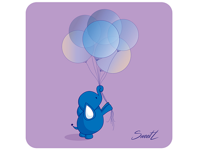 Cartoon Elephant with ballon