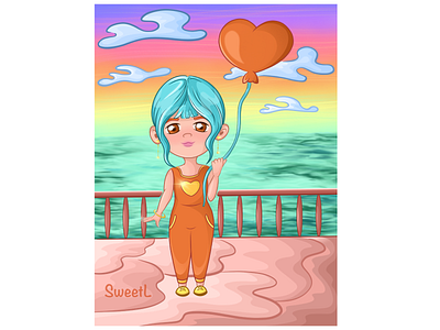 Lana - my character person 2d art avtoportrait branding bridge calmness character crimea design digital illustration girl hapiness illustratorukraine love ocean person personage sea sunset sweetl teenager