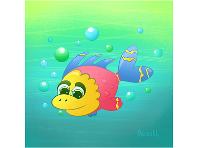 Sea fish - Darla 2d art branding bubbles cartoon character darla digital illustration fish illustratorukraine ocean sea sea animals sweetl underwater water