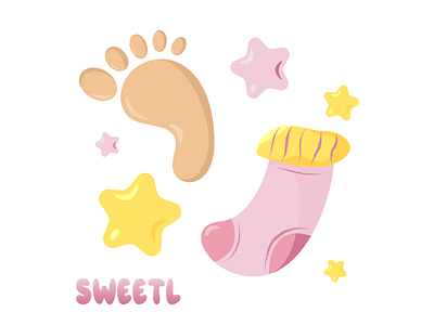 Baby set sock and little leg for a newborn girl 2d art babies baby birthday branding childhood childrens design digital illustration family foot girl graphic design illustratorukraine kids leg newborn sock sweetl vector