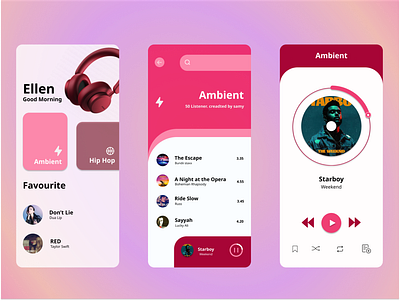 Music App UI Design for Mobile app design figma graphic design music music player pink russ songs