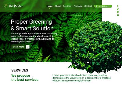 Homepage UI for a Green & Smart Solutions Company app branding design earth environment estidama figma garden green green design greenery illustration leeds plants smart sustainability trees ui ux