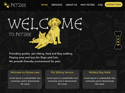 Petzee Pet Care and Pet Sitting Services UI Design