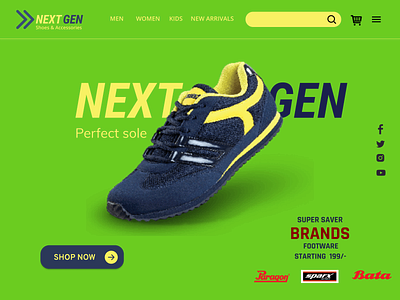 NextGen Footware Branding UI desing landing page 3d branding buisness company design figma footware green logo ui ux
